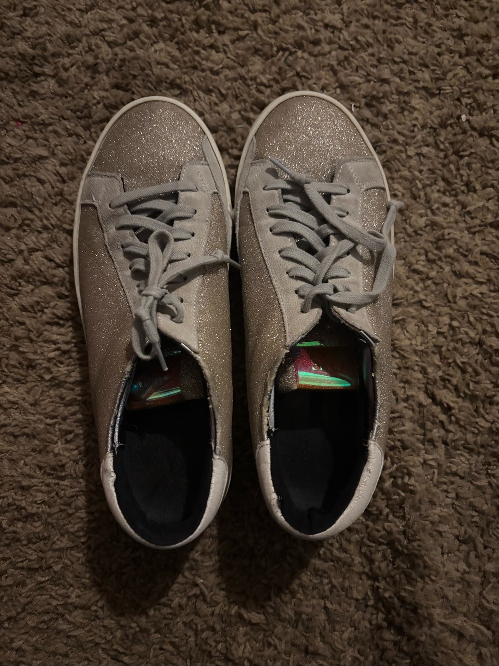 P448 Glitter Low-Top Sneakers in Silver
